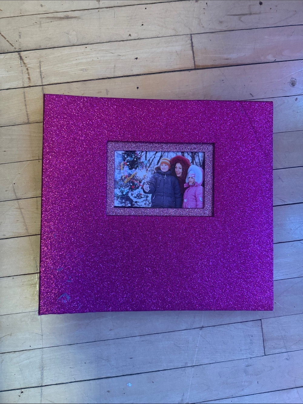 Sparkling Pink Glitter Scrapbook with Center Frame